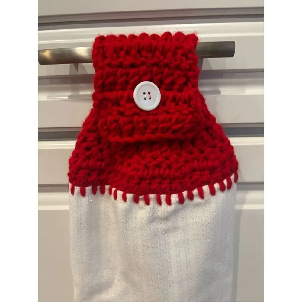 Crochet Top Kitchen Towel-Noel (poinsettia)
